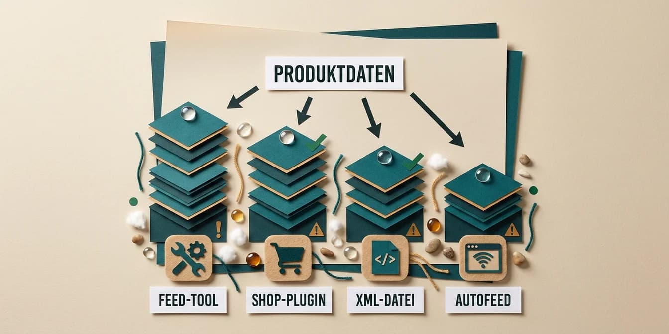 Infografik zur Feed-Qualität nach Feed-Quelle: Shop-Plugin, Feed-Tool, Autofeed und XML-Datei im Vergleich