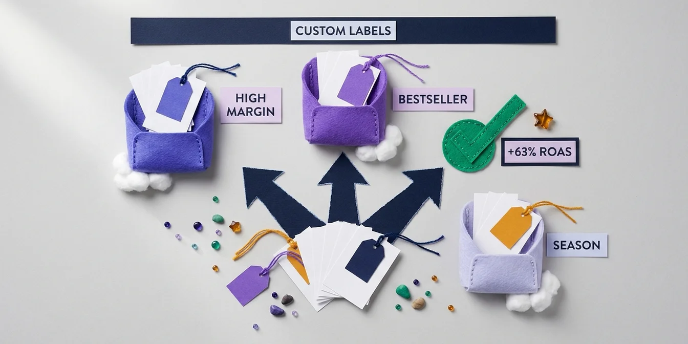 Google Shopping custom labels strategy: segmenting a feed by margin, bestsellers, and season