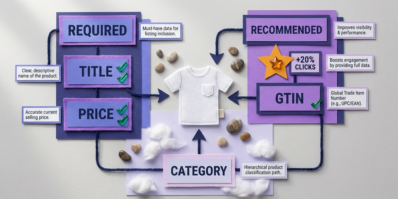 Google Shopping feed attributes overview with required and recommended attributes