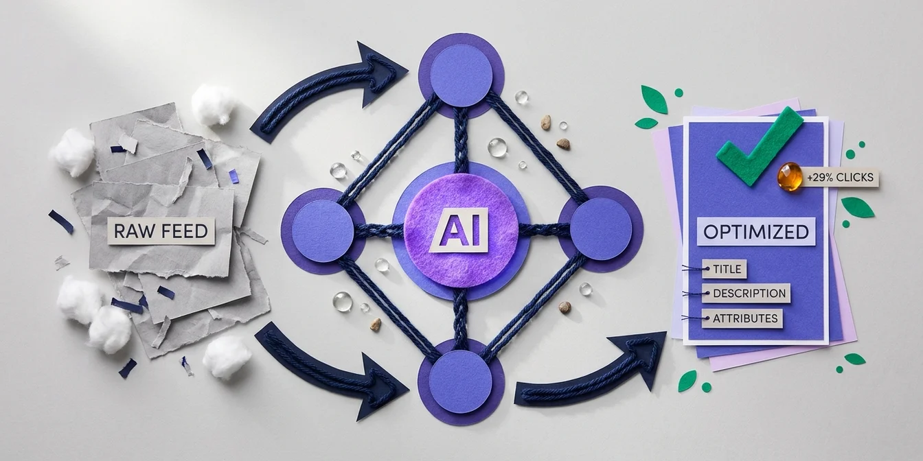 AI feed optimization for Google Shopping with automated title and description generation