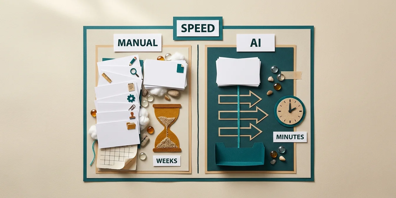 Comparison of optimization speed between AI and manual feed management for Google Shopping
