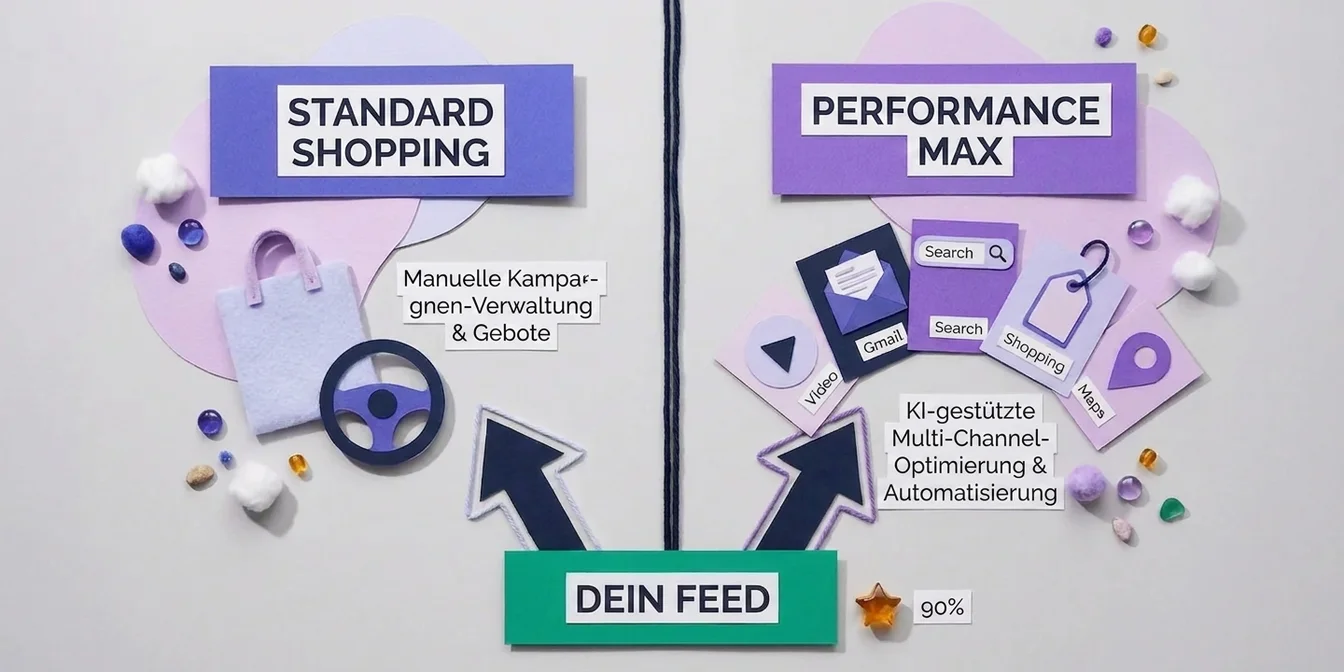 Performance Max vs Standard Shopping Vergleich mit ROAS-Benchmarks und Entscheidungsmatrix
